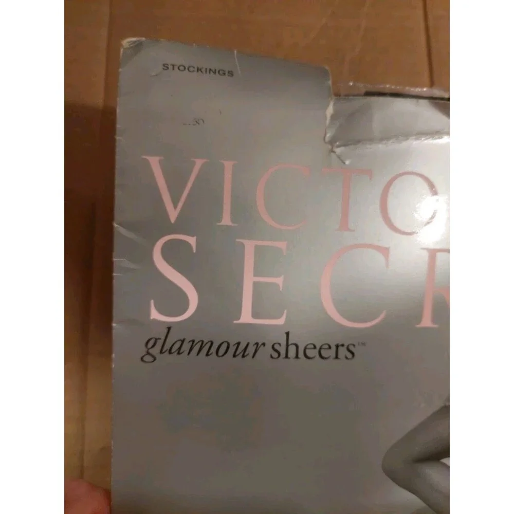 TWO PAIRS Vintage Victoria's Secret Glamour Sheers Lace Top Thigh Highs Black